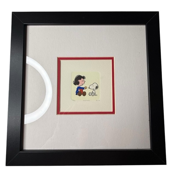 CHARLIE BROWN SNOOPY COOKIE SOWA & REISER HAND PAINTED ETCHING PAINTING /500 - Picture 1 of 5